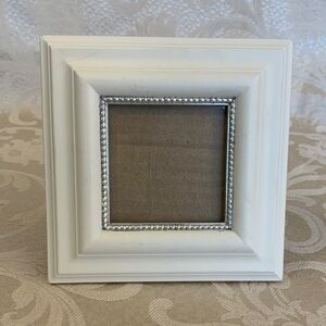 White Decorative Square Photo Frame with Silver Beaded Trim